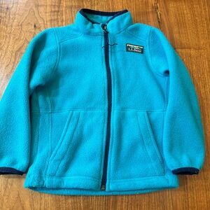 LL Bean Teal Fleece Full Zip Jacket. Size Kids 4.